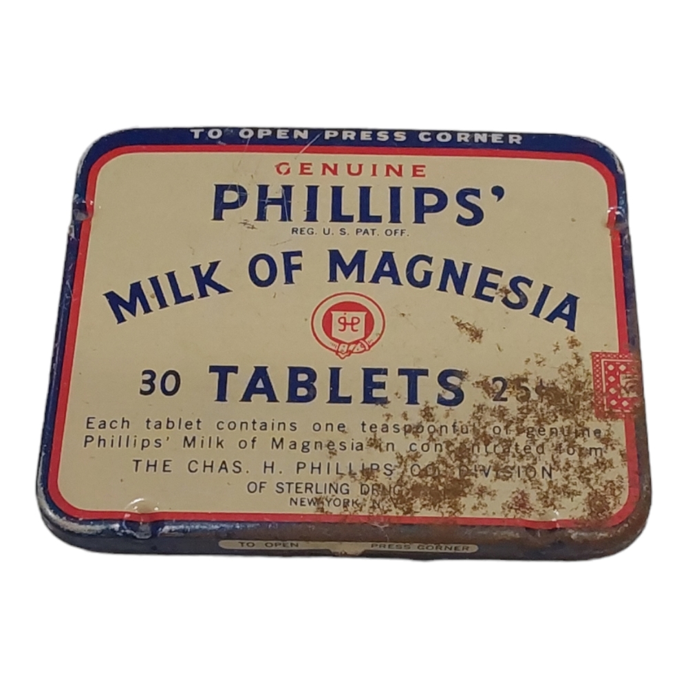 1- Vintage Phillips Milk Of Magnesia Container